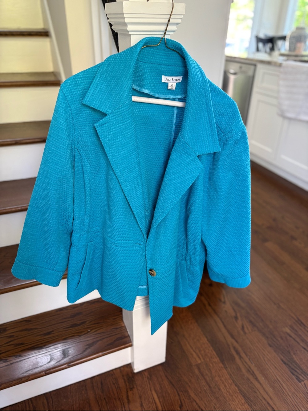 Joan Rivers Teal Textured Single-Button Blazer